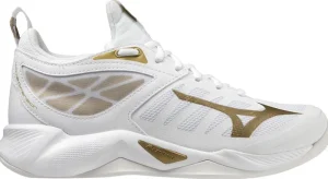 Volleyball^Mizuno Women's Wave Dimension White/Gold-0074